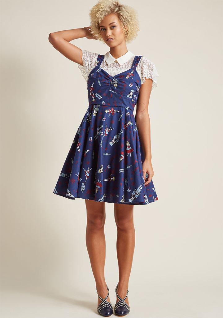 Modcloth Heartfelt Invitation A-line Dress In Nutcrackers In S