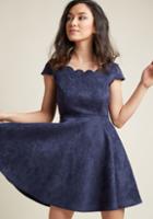 Modcloth Faux-suede Skater Dress With Scalloped Neckline In Xl