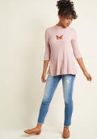 Modcloth Mock Neck Knit Top With Cropped Sleeves In Mauve