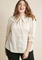 Modcloth Vanilla Milk Button-up Top In Ivory In Xl