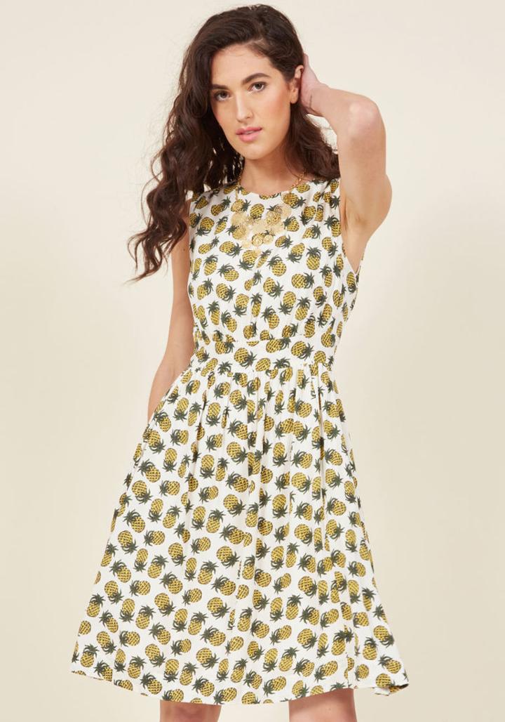  Too Much Fun A-line Dress In Pineapples In M