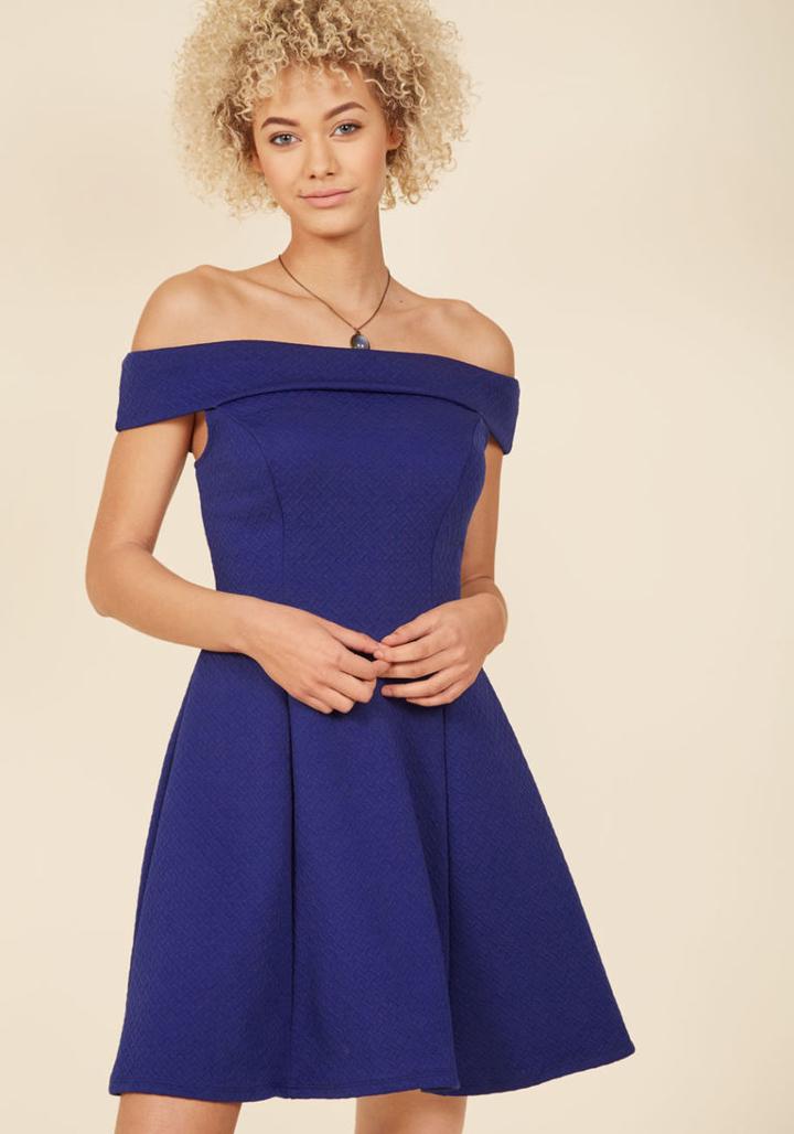 Modcloth Date Night, Indubitably Mini Dress In Cobalt