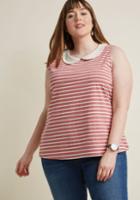 Modcloth Everyday Fave Tank Top In Washed Red Stripe In 4x