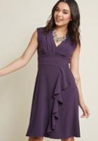 Modcloth V-neck Ruffle Dress In Purple In 4x