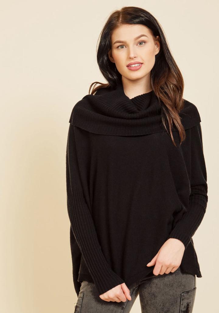 Modcloth A Cozy Touch Sweater In Noir In L