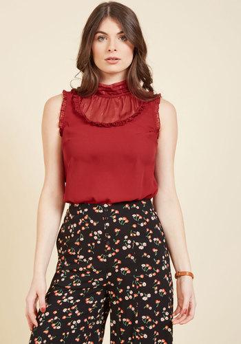  After-dinner Elegance Ruffled Top In Garnet In Xl