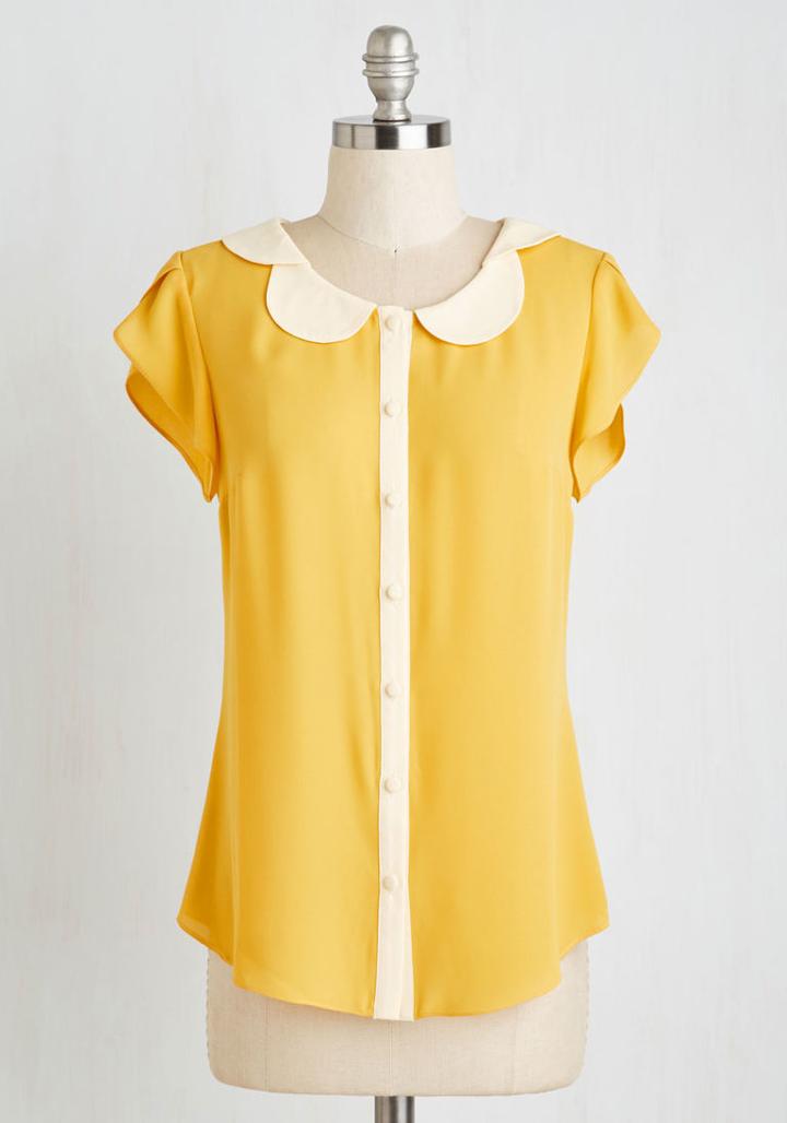 Modcloth Teacher's Petal Top In Yellow In M