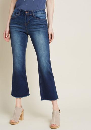 Modcloth Present And Posh Cropped Flare Jeans In Dark Wash In 7