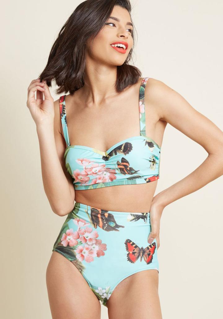 Highdivebymodcloth Waterfront Flaunt High-waisted Bikini Bottom In Nature In 1x