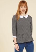  Evening At The Easel Ruffled Top In Black Stripe In L
