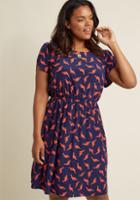 Modcloth Oh My Gosh A-line Dress In Navy Dinos In 1x