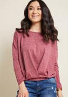 Modcloth Strike A Repose Long Sleeve Knit Top In Berry In 3x