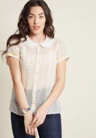 Modcloth Darling In Dots Button-up Top In Confetti Hearts In S