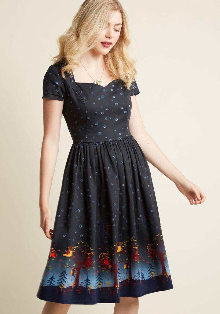 Banned Bold Me Over A-line Midi Dress In Nighttime In Xs