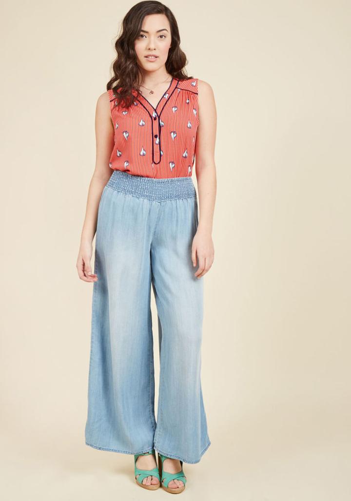 Modcloth Cafe Au Soleil Sleeveless Top In Sailboats In L