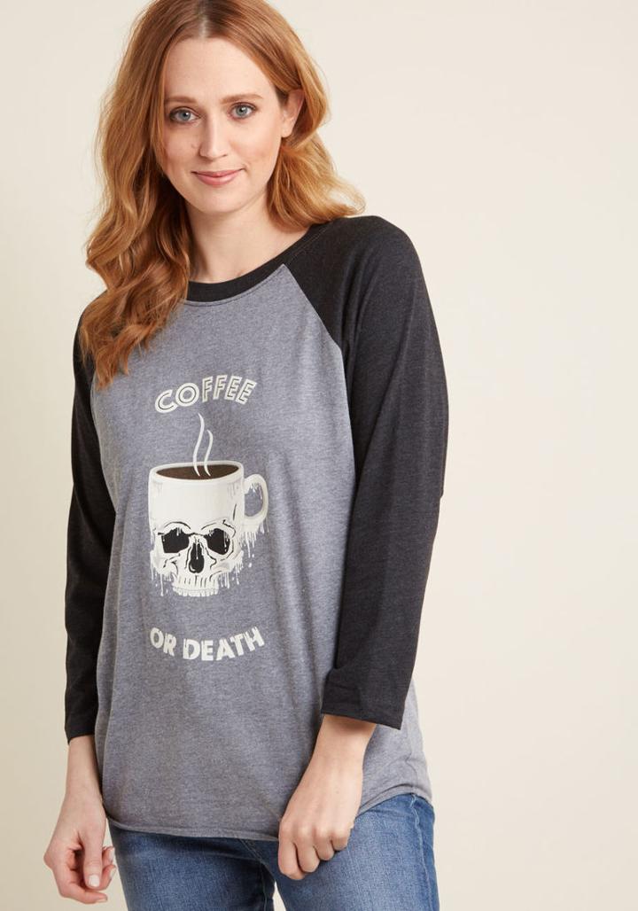 Modcloth Scream And Sugar Raglan Graphic Tee In L