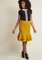 Modcloth Tiered Ruffle Pencil Skirt In Marigold In 2x
