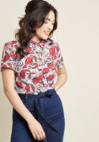 Collectif Collectif X Mc Buttoned-up Beauty Chiffon Top In 6 (uk)