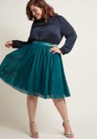 Modcloth Tulle Of The Trade A-line Skirt In Peacock In 3x