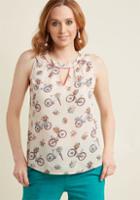 Modcloth Envisioned Aesthetic Sleeveless Top In Bicycles In 2x