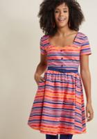 Modcloth Cycling In Seville Fit And Flare Dress In Stripes In S