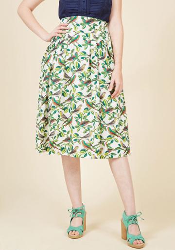  Far-out And Fabulous Midi Skirt In Birds In M