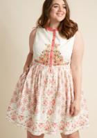 Modcloth A Conversation Masterpiece A-line Dress In Eggshell In 1x