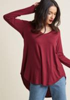 Modcloth Embracing Basic Knit Top In Burgundy In S