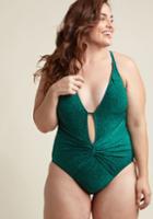 Modcloth Twist Come True One-piece Swimsuit In Spruce In 14