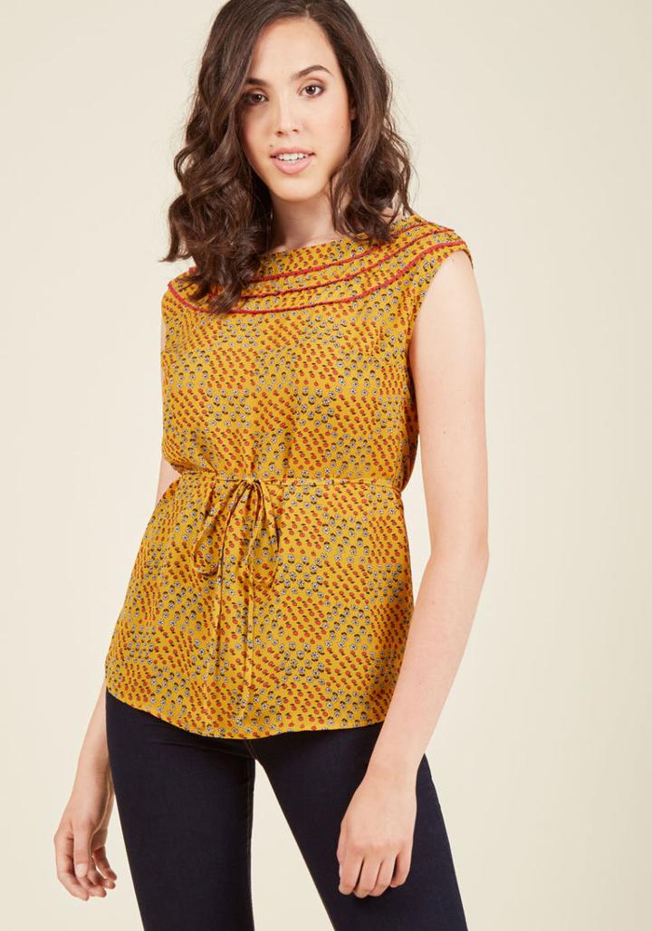 Modcloth Tiered Yoke Sleeveless Top In S