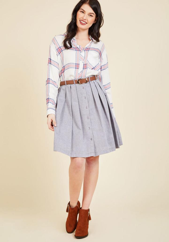 Modcloth Living The Dream Skirt In Grey