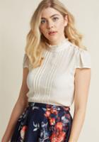 Modcloth Pintucked Mock Neck Top In M
