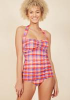 Modcloth Bathing Beauty One-piece Swimsuit In Harvest Plaid