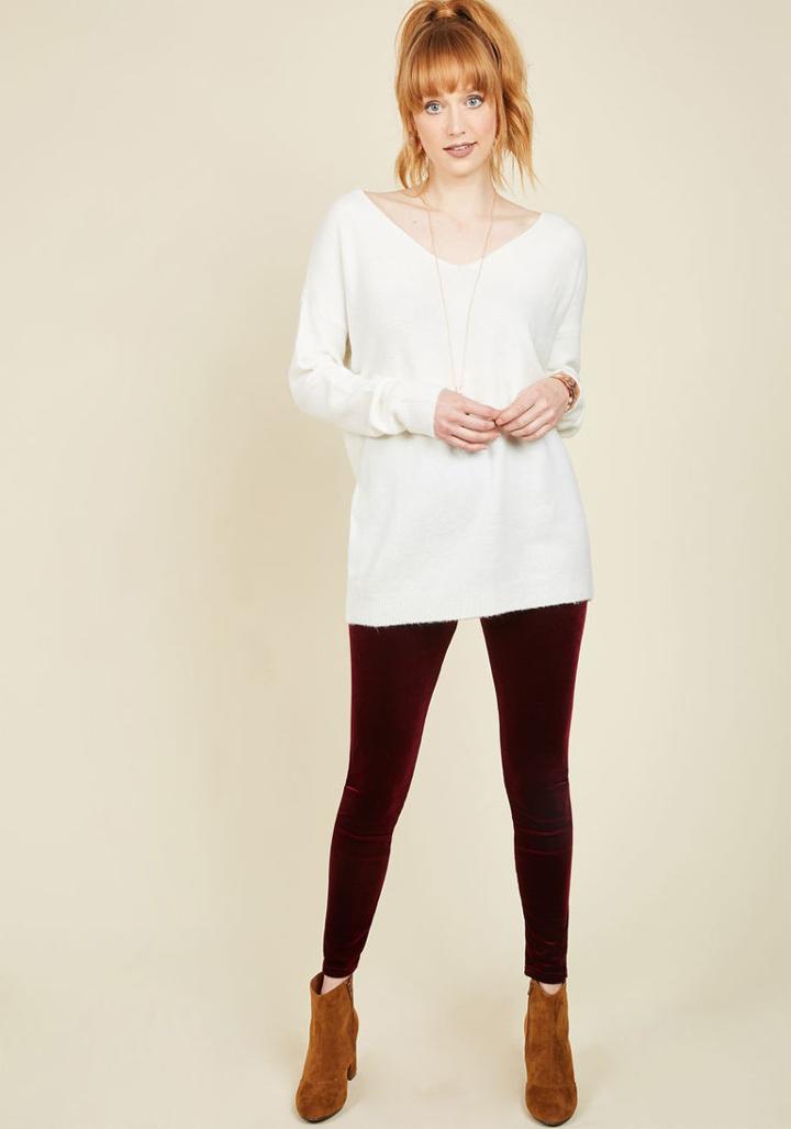 Modcloth City Adventure Velvet Leggings In Merlot In 2x