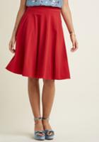 Modcloth Just This Sway Midi Skirt In Classic Red In Xxs