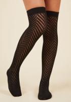 Modcloth Take It The Chevron Way Thigh Highs In Noir