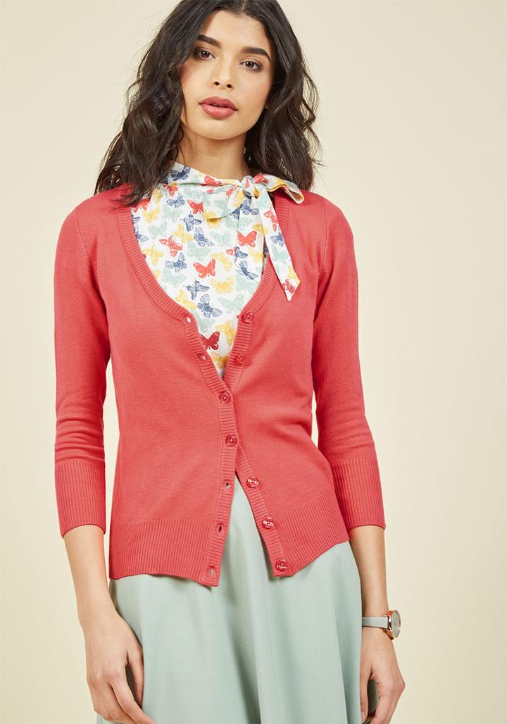  Charter School Cardigan In Coral In 1x