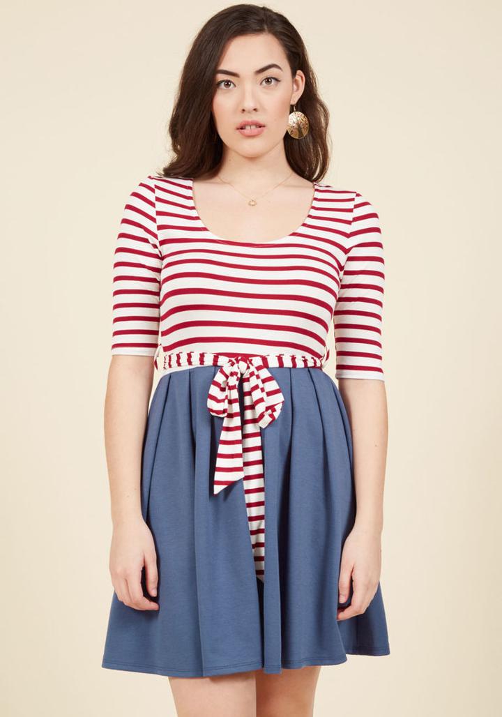 Modcloth In The Very Near Twofer Striped Dress In Americana