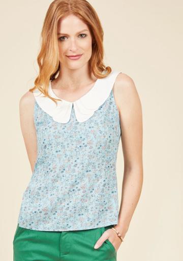  Retro Bike Ride Sleeveless Top In Meadow In S