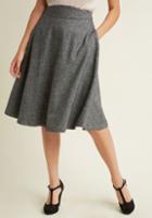 Modcloth Prim Class Hero Midi Skirt In Charcoal