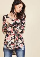  Embracing Basic Long Sleeve Top In Watercolor Blooms In S