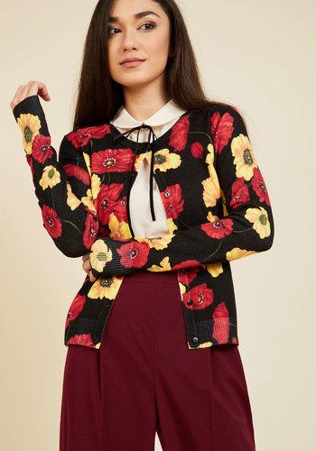  Enlivened Look Floral Cardigan In M