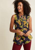 Modcloth On Your Roam Time Cotton Tunic In Navy Fleurs In 4x