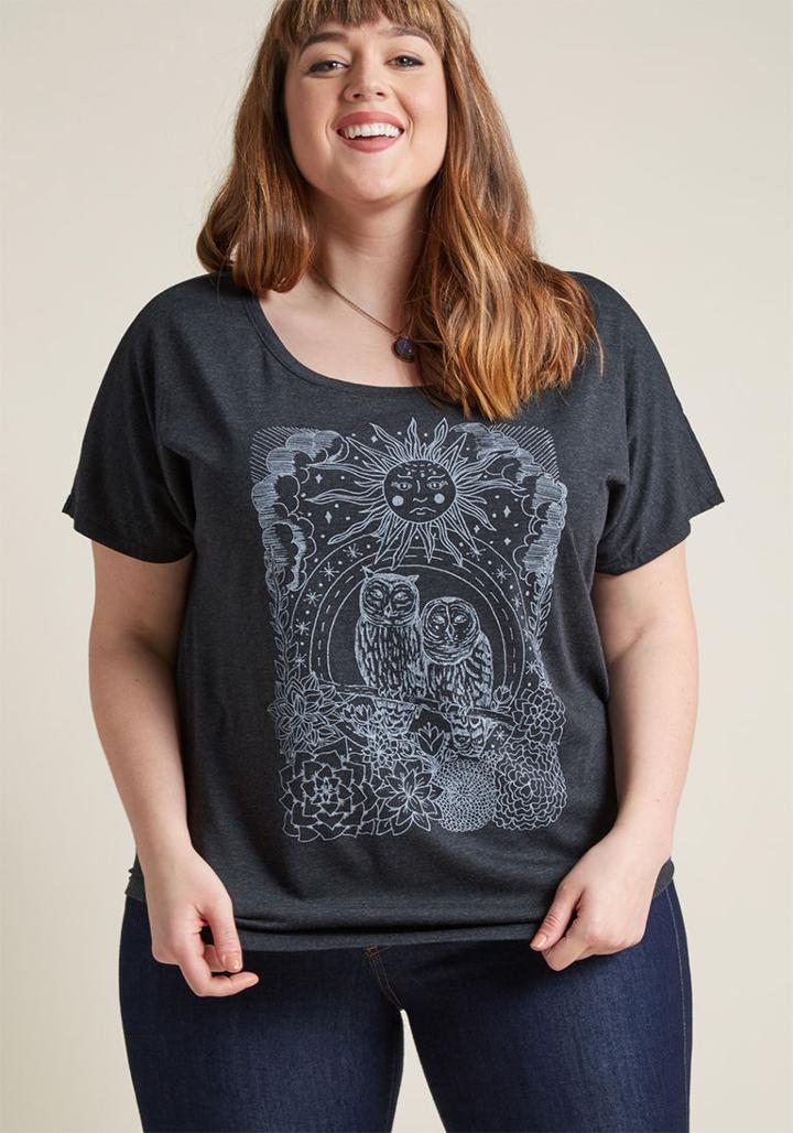 Modcloth Wild Wisdom Graphic Tee In L