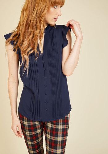  Zeal Studies Button-up Top In Navy In 2x