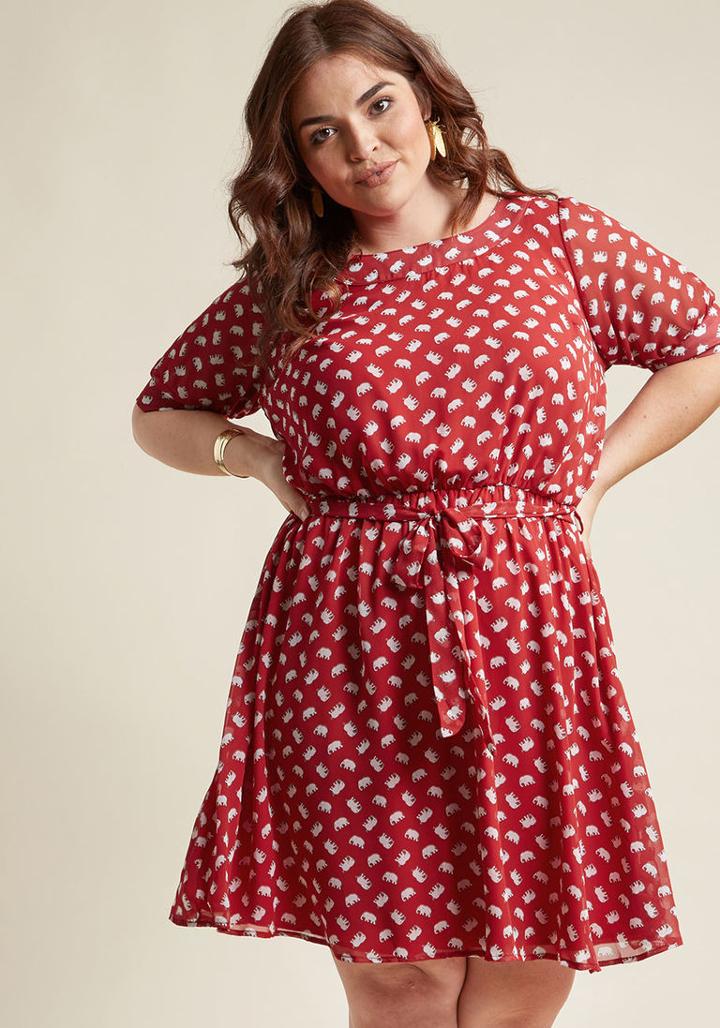 Modcloth Short-sleeved A-line Work Dress In S