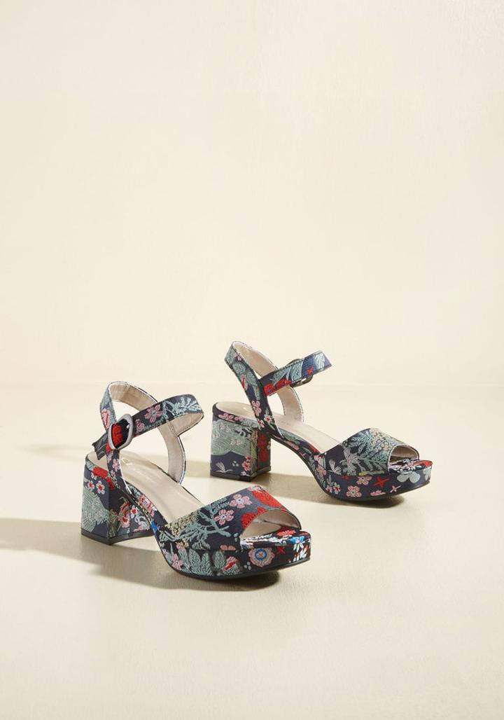 Modcloth Brocade On Parade Block Heel In 9.5