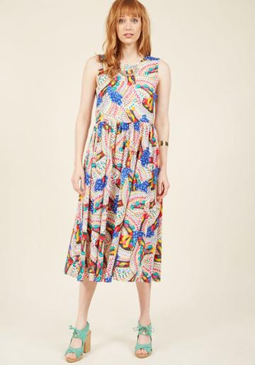 Modcloth Round Of Aplomb Midi Dress In L