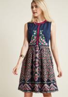 Modcloth A Conversation Masterpiece A-line Dress In Midnight In 2x