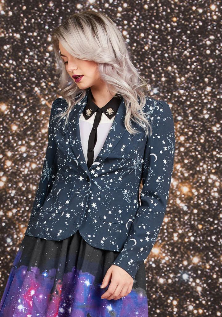 Modcloth Stargazing Splendor Blazer In Constellations